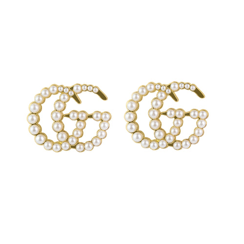 GOLD PLATED GG PEARL EARRINGS