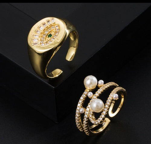 GOLD PLATED PEARL FASHION RING