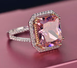 WHITE GOLD PLATED PINK LAB DIAMOND RING