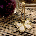BEAUTIFUL GOLD PLATED WHITE BUTTERFLY NECKLACE