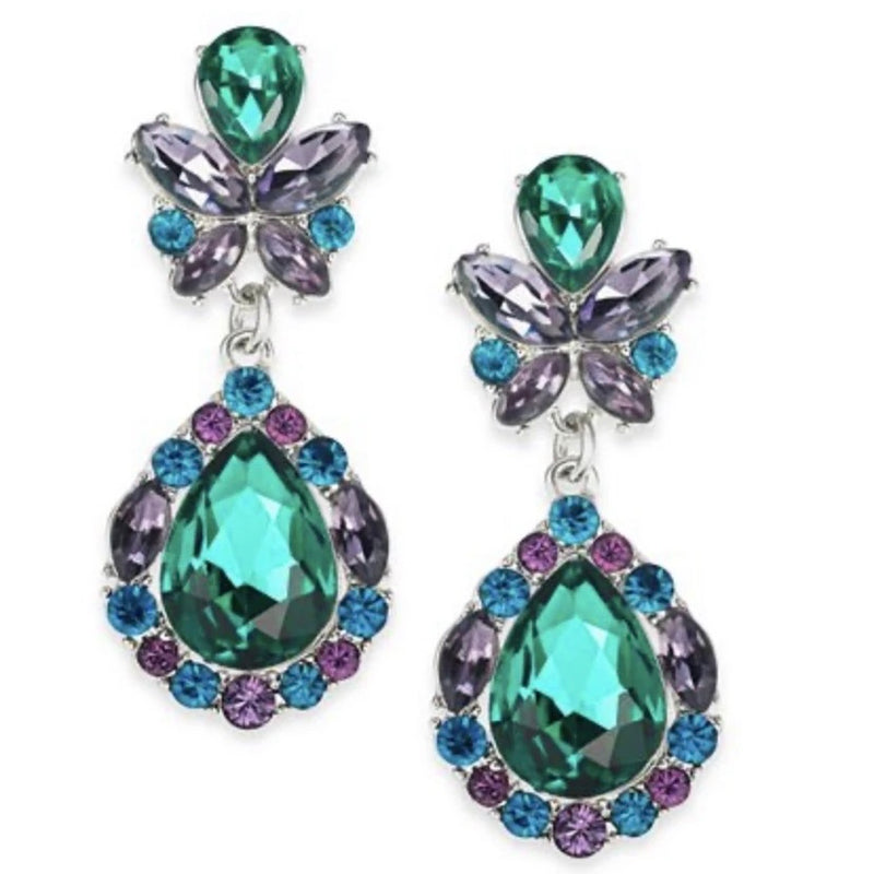 SET NECKLACE & EARRINGS EMERALD PURPLE PROM SET