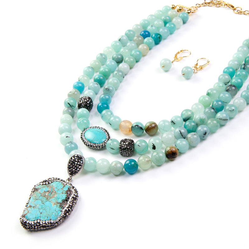 TURQUOISE AND SPINEL AGATE NECKLACE