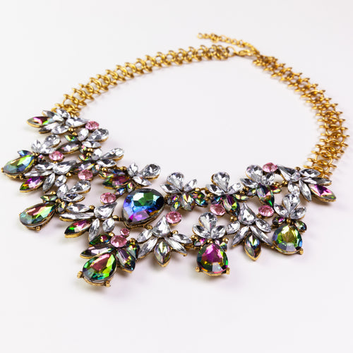 COLORFUL BEAUTIFUL STUNNING GOLD PLATED NECKLACE