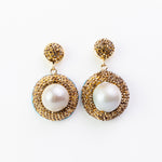 SPINEL STONE WITH PEARL DROP GOLD / SILVER EARRINGS