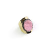 STATEMENT PINK STONE RING WITH GOLD