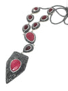SPINEL AND HEMITATE  RED STONE NECKLACE SET