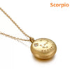 Hypoallergenic 12 Constellation Horoscope Sign Bead Round Pendant Gold Plated Stainless Steel Zodiac Necklace
